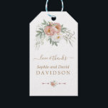 Étiquettes-cadeau White Dusty Rose Floral Gold Greenery Wedding<br><div class="desc">Elegant card design featuring watercolour airy greenery,  dusty rose and white flowers,  floral divider,  on a white background. Use Personalise tool to add your info. For matching items,  please,  visit my Dusty Rose Flowers Collection.</div>