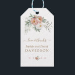Étiquettes-cadeau White Dusty Rose Floral Gold Greenery Wedding<br><div class="desc">Elegant card design featuring watercolour airy greenery,  dusty rose and white flowers,  floral divider,  on a white background. Use Personalise tool to add your info. For matching items,  please,  visit my Dusty Rose Flowers Collection.</div>