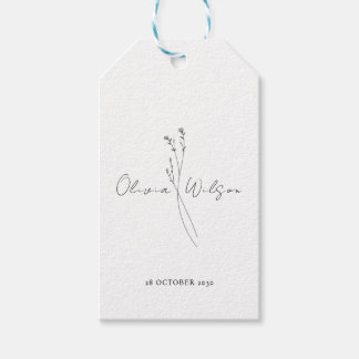 Étiquettes-cadeau White Elegant Minimalist Botanical