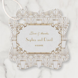 Étiquettes Cadeau White Gold Great Gatsby Art Déco Mariage des année