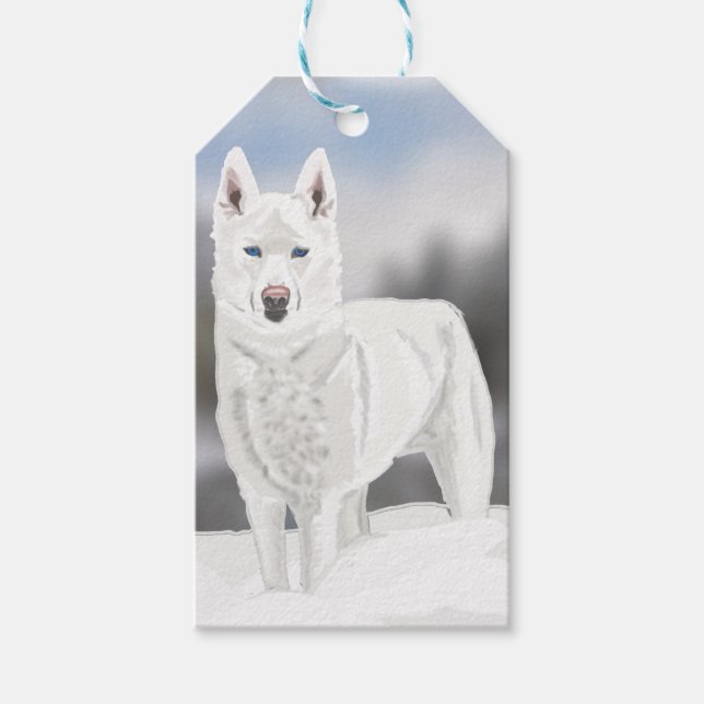 Étiquettes-cadeau White Husky (Devant)