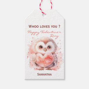 Étiquettes-cadeau Whoo t'aime Owl Valentines Day