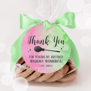 Étiquettes Cadeau Wicked Witch Anniversaire Round Faver Tags