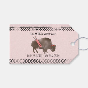 Étiquettes-cadeau Wild About You Classroom Valentine Buffalo Photo