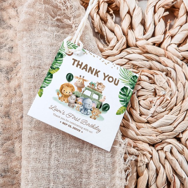 Étiquettes Cadeau Wild One 1st Birthday Safari Animals (Créateur téléchargé)