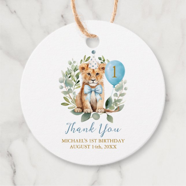 Étiquettes Cadeau Wild One Birthday Lion Boy Birthday Floral Bow tie (Devant)