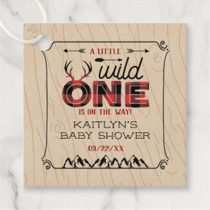 Étiquettes Cadeau Wild One Boys Rustic Plaid Baby shower de bûcheron
