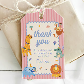 Étiquettes-cadeau Wild One Cute Safari Animals 1st Birthday