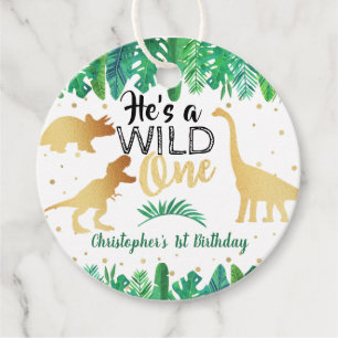 Étiquettes Cadeau Wild One Dinosaur Boys 1st Birthday Favoriser Tags