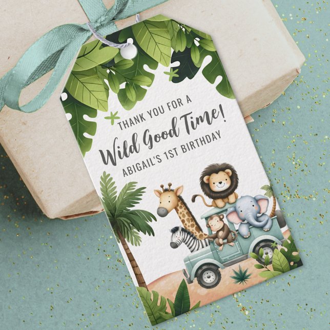Étiquettes-cadeau Wild One Jungle Safari 1er anniversaire (Wild One Jungle Safari 1st Birthday Party Gift Tags)