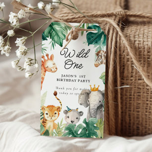 Étiquettes-cadeau Wild One Jungle Safari Anniversaire