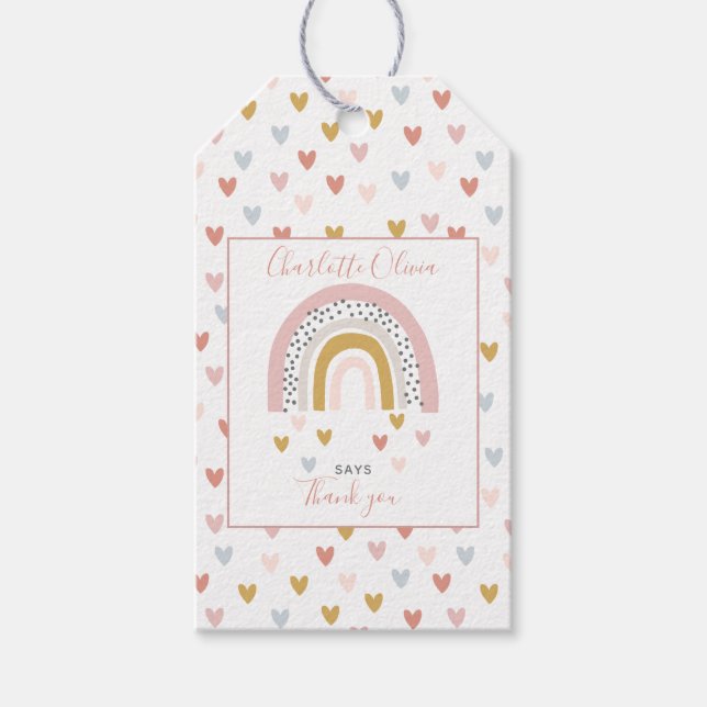 Étiquettes-cadeau Wild One Muted Rainbow Girl's 1st Birthday Party (Devant)