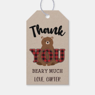 Étiquettes-cadeau Wild ONE Plaid Ours Anniversaire Merci Favoriser