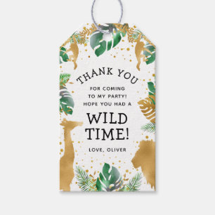 Étiquettes-cadeau Wild One Safari 1er Anniversaire Vert Or Blanc