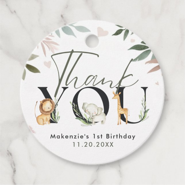 Étiquettes Cadeau Wild One Safari 1ère fête d'anniversaire (Devant)