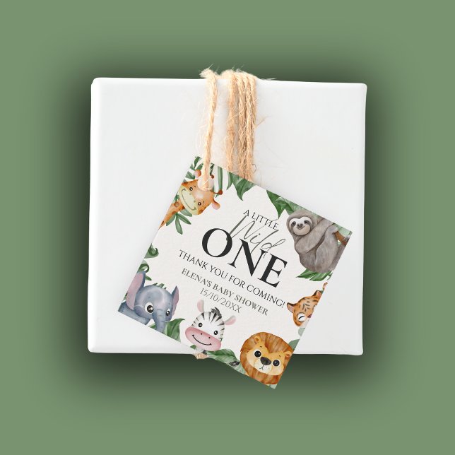 Étiquettes Cadeau Wild One Safari Animaux Baby shower garçon (WILD ONE - Baby Shower Favor Tags)