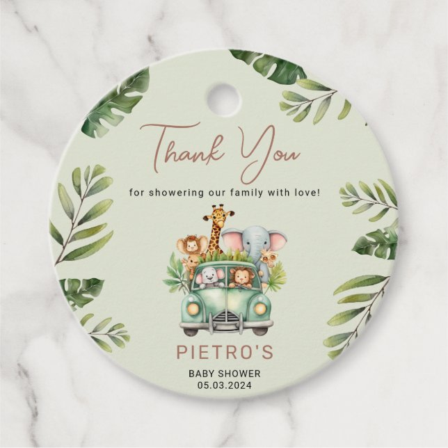 Étiquettes Cadeau Wild One Safari Animaux Baby shower garçon (Devant)