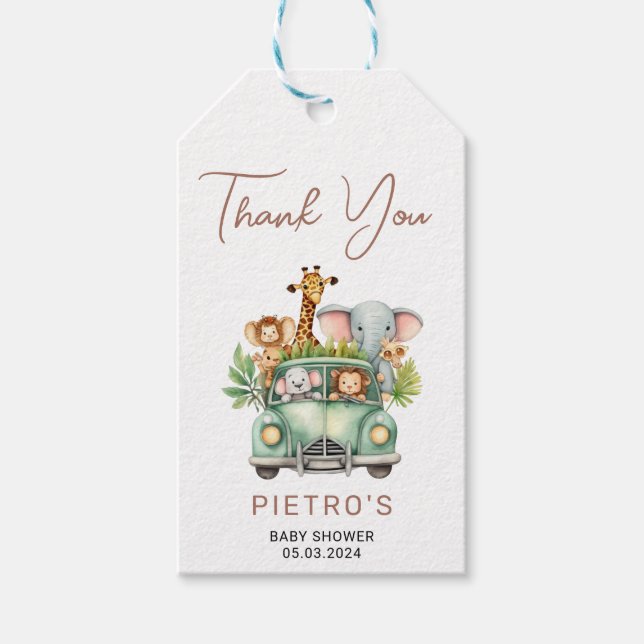 Étiquettes-cadeau Wild One Safari Animaux Baby shower garçon (Devant)