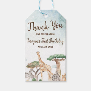 Étiquettes-cadeau Wild One Safari Animaux Première fête d'anniversai