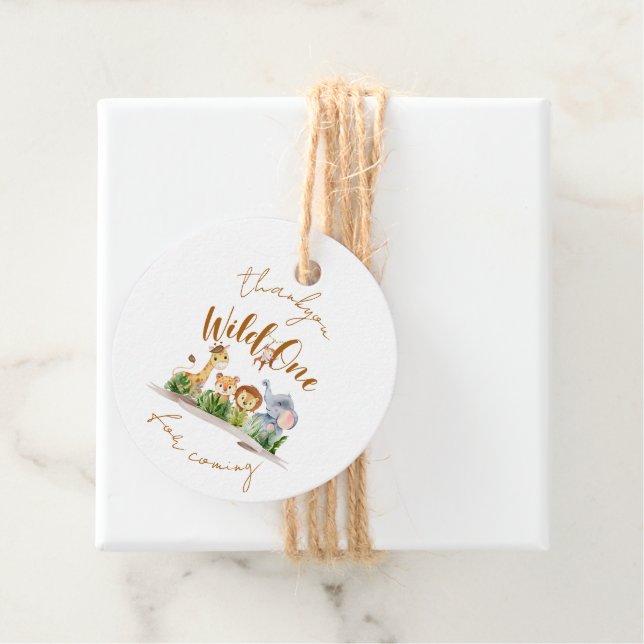 Étiquettes Cadeau Wild One Safari Party Merci (En situation)