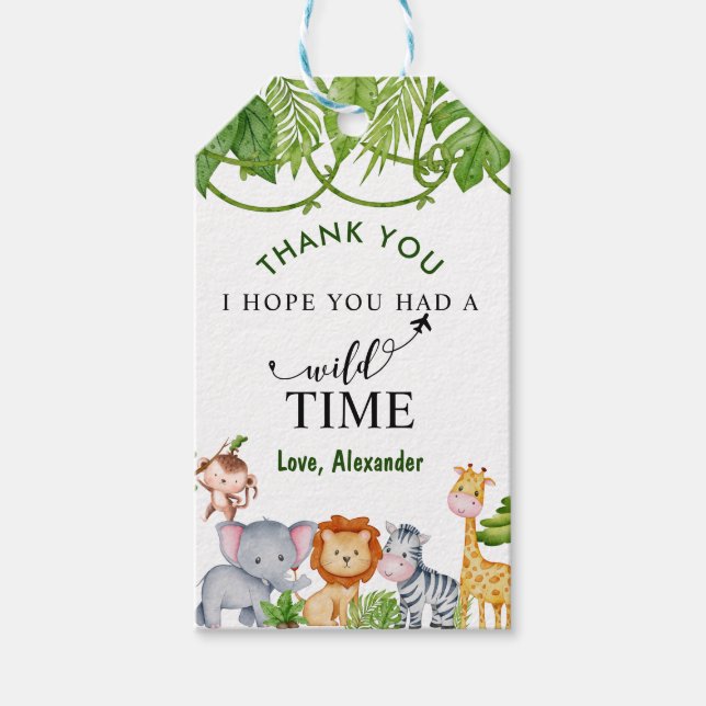 Étiquettes-cadeau Wild One Tropical Safari Jungle Anniversaire (Devant)