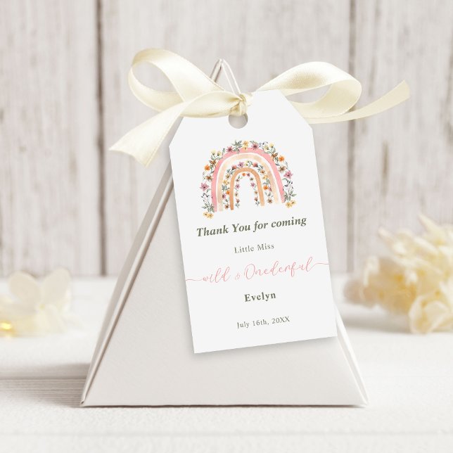 Étiquettes-cadeau Wild & Onederful Wildflower Rainbow 1st Birthday (Créateur téléchargé)