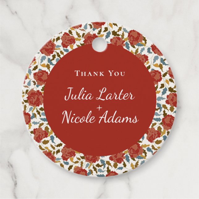 Étiquettes Cadeau Wild Rose Floral Petals Garden Affair Mariage (Devant)