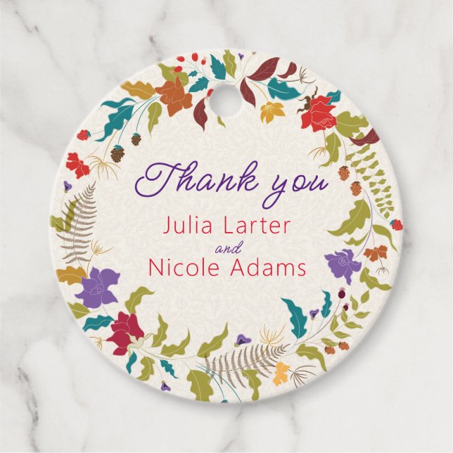 Étiquettes Cadeau Wild Rose Woods Exotic Flower Garden Mariage (Devant)