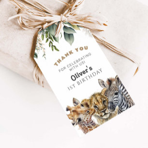 Étiquettes-cadeau Wild Un Anniversaire Garçon Safari Animaux Merci G