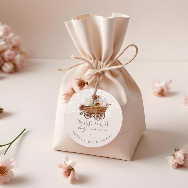 Étiquettes Cadeau Wild West Country Western Floral Wagon Baby shower (Wild West Country Western Floral Wagon Baby Shower Favor Tags)