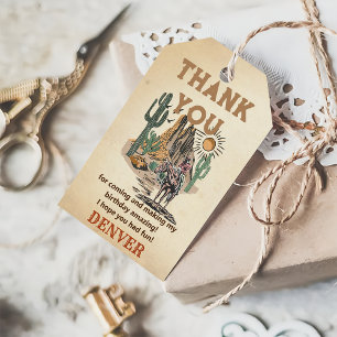 Étiquettes-cadeau Wild West Cowboy Merci de fête d'anniversaire Favo