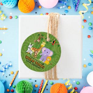 Étiquettes Cadeau Wild Zoo Animal Jungle Safari Anniversaire Merci
