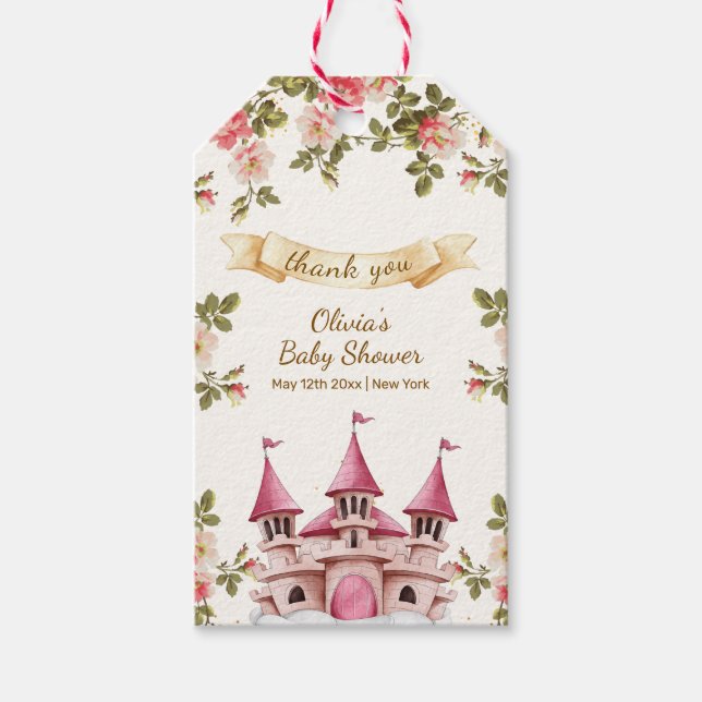 Étiquettes-cadeau Wildflower Fairytale Castle Baby Shower Thank You (Devant)