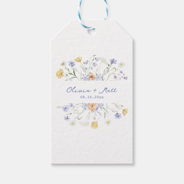 Étiquettes-cadeau Wildflowers handritten wedding (Devant)