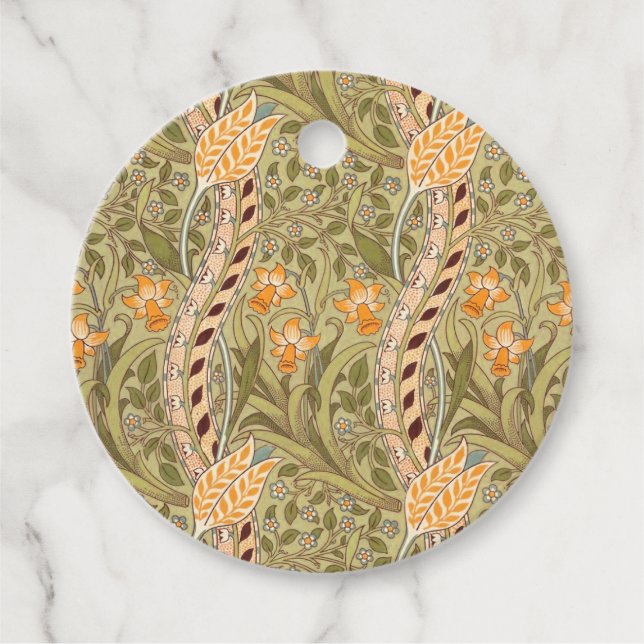 Étiquettes Cadeau William Morris Daffodil Garden Flower Classic Bota (Devant)