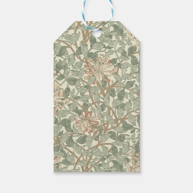 Étiquettes-cadeau William Morris Honeysuckle Vert Floral (Devant)