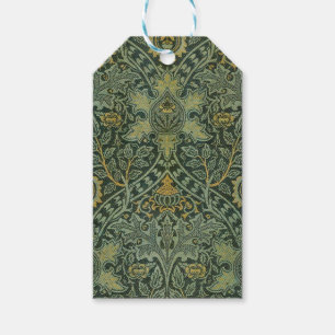 Étiquettes-cadeau William Morris Ispahan Vert sarcelle Floral Art