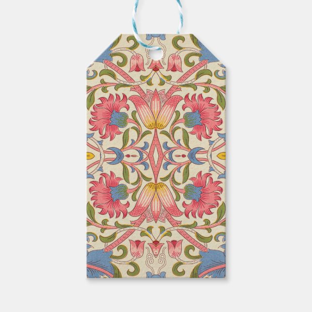 Étiquettes-cadeau William Morris Lodden Motif Floral Pastel  (Devant)