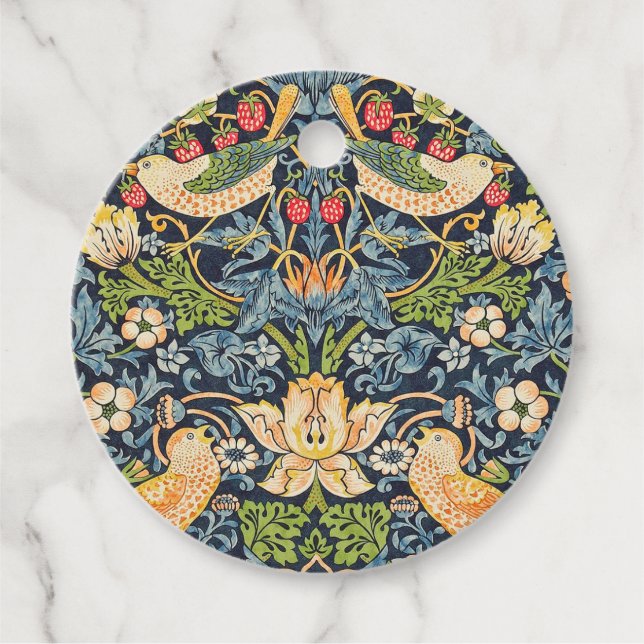 Étiquettes Cadeau William Morris Strawberry Thief Motif floral (Devant)