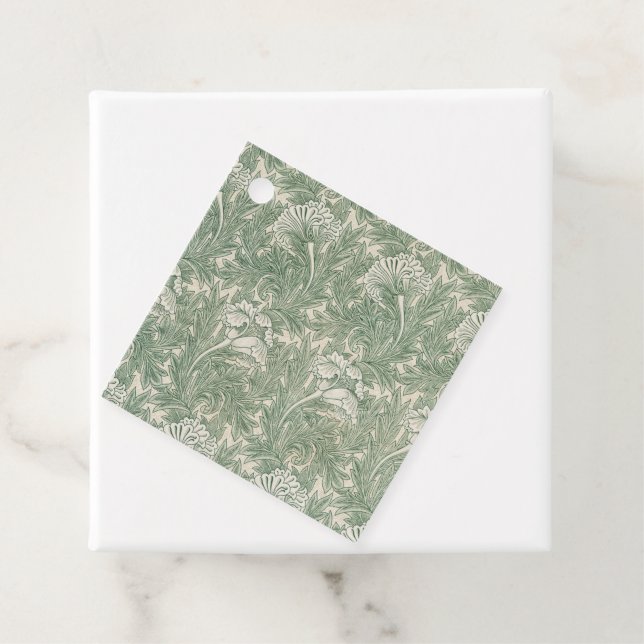 Étiquettes Cadeau William Morris tulip fond textile vert (En situation)
