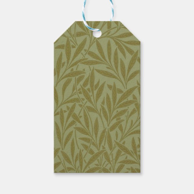 Étiquettes-cadeau William Morris Willow Antique Green Leaf Vine Art (Devant)