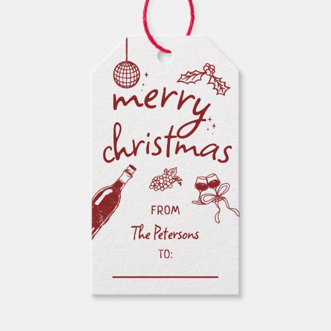 Étiquettes-cadeau Wine Lover Holiday Christmas Tasting Party Custom (Devant)