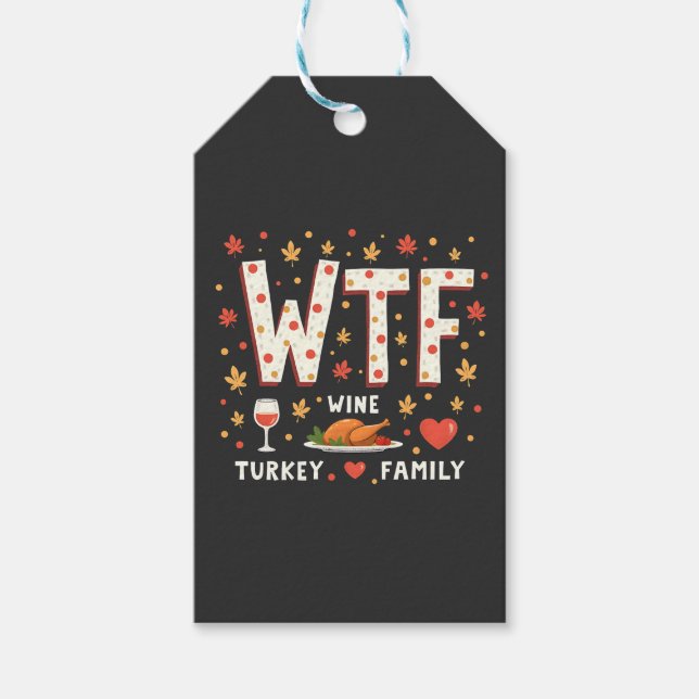 Étiquettes-cadeau WIne Turquie Famille drôle Thanksgiving (Devant)