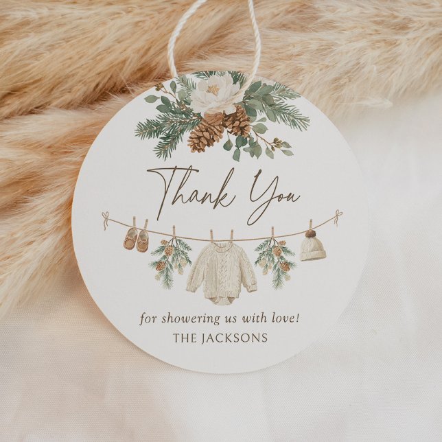 Étiquettes Cadeau Winter Clothesline Baby Shower (Créateur téléchargé)