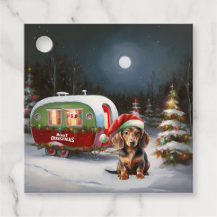 Étiquettes Cadeau Winter Dachshund Caravan Christmas Adventure