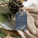 Étiquettes-cadeau Winter Laurel | Personalized Merry Christmas<br><div class="desc">A chic and elegant holiday gift tag featuring finely detailed botanical foliage on a rich dark colored background. "Merry Christmas" appears in the center,  along with your family name or names. A refined nature-inspired choice for your Christmas 2021 gift-giving. Backs are light colored for writing your gift recipient's name.</div>