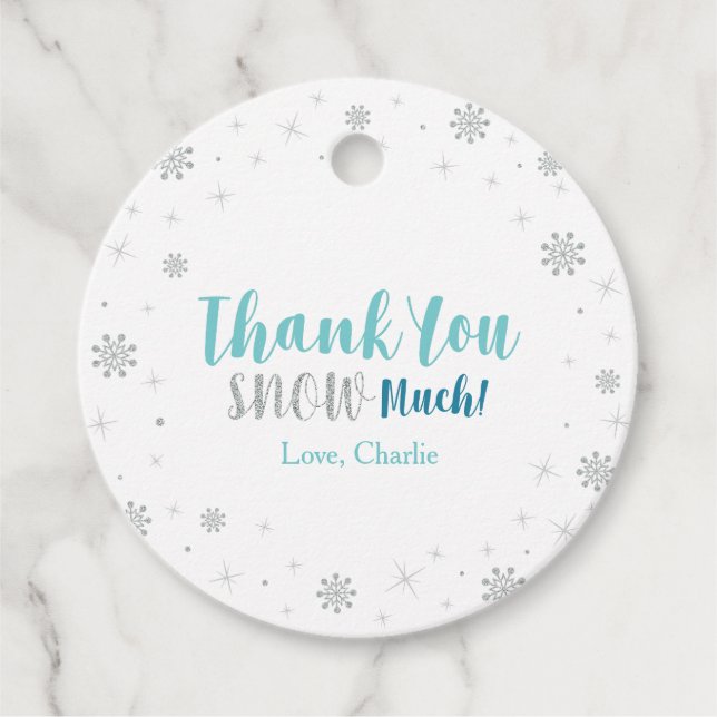 Étiquettes Cadeau Winter onderland, Silver & Mint 1er anniversaire (Devant)