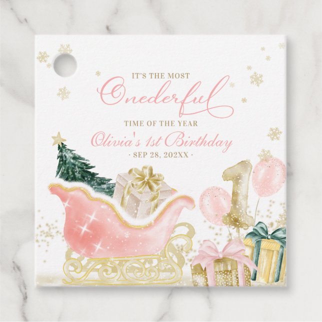 Étiquettes Cadeau Winter Onederland 1er anniversaire  (Devant)