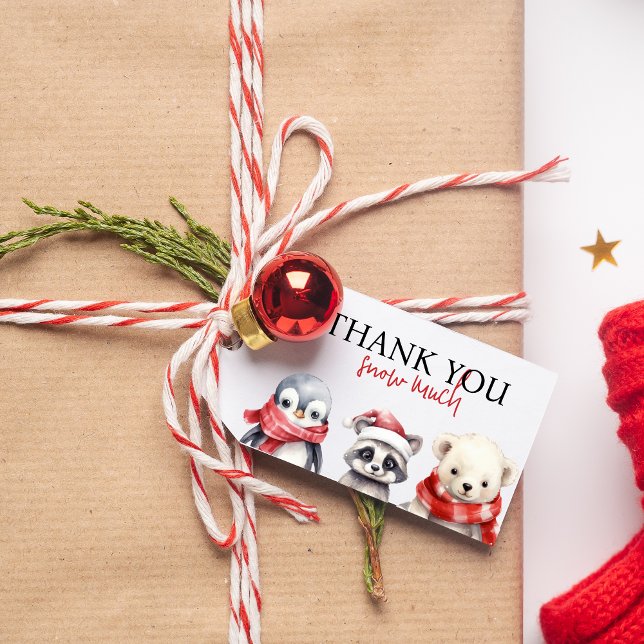 Étiquettes-cadeau Winter Onederland 1er anniversaire Noël Photo (Thank you Snow much - winter onederland 1st birthday)