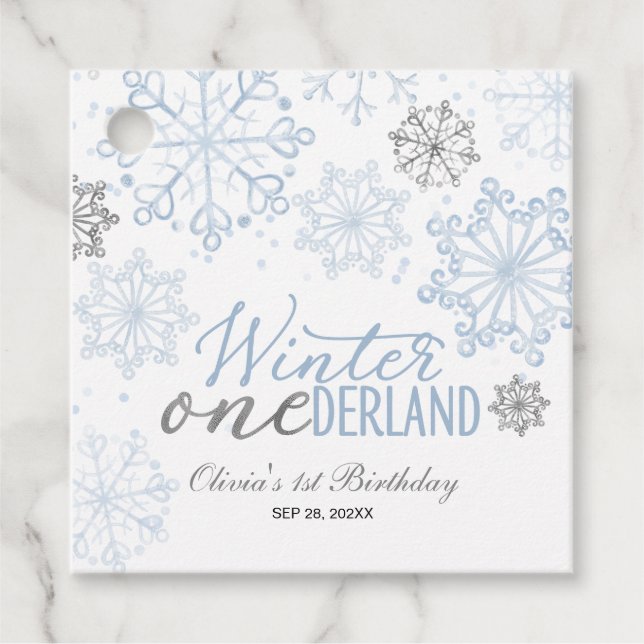 Étiquettes Cadeau Winter Onederland 1st Birthday  (Devant)
